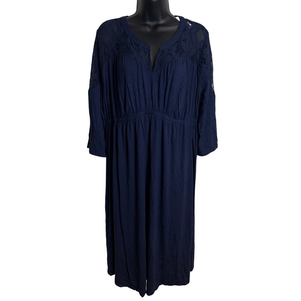 Isabel Maternity Women Dress Size XL Extra Large Blue Shift A-Line Lace 3/4 New